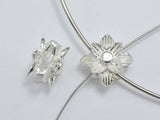 2pcs 925 Sterling Silver Beads-Flower, 7x7mm, 5.3mm Thick-BeadBasic