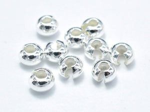 10pcs 925 Sterling Silver Crimp Cover, 4mm, 3mm thick-BeadBasic