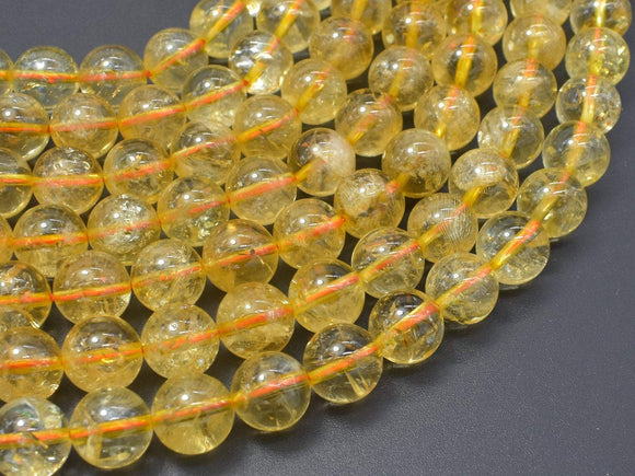 Citrine Beads, 10mm(10.5mm) Round Beads,-BeadBasic