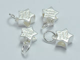 1pc 925 Sterling Silver Charms, Star Charms, Star Bails Connector, 8mm-BeadBasic