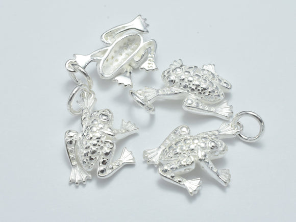 1pc 925 Sterling Silver Charms, Frog Charms, 16x12mm-BeadBasic