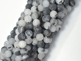 Matte Black Rutilated Quartz Beads, 6mm (6.5mm) Round-BeadBasic