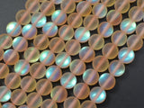 Matte Mystic Aura Quartz-Champagne, 8mm (8.5mm) Round-BeadBasic