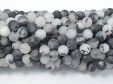 Matte Black Rutilated Quartz Beads, 6mm (6.5mm) Round-BeadBasic