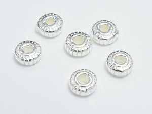 10pcs 925 Sterling Silver Beads, 4.5mm Rondelle Beads, Spacer Beads, 4.5x2.2mm-BeadBasic