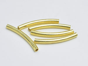6pcs 24K Gold Vermeil Tube, 925 Sterling Silver Tube, Curved Tube, 2x20mm-BeadBasic