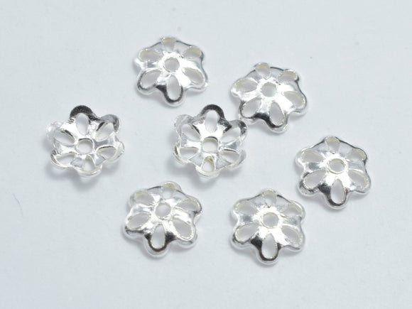 40pcs 925 Sterling Silver Bead Caps, 5x1.2mm Flower Bead Caps-BeadBasic