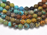 Natural Turquoise, 4mm (4.5mm), Micro Faceted Round-BeadBasic