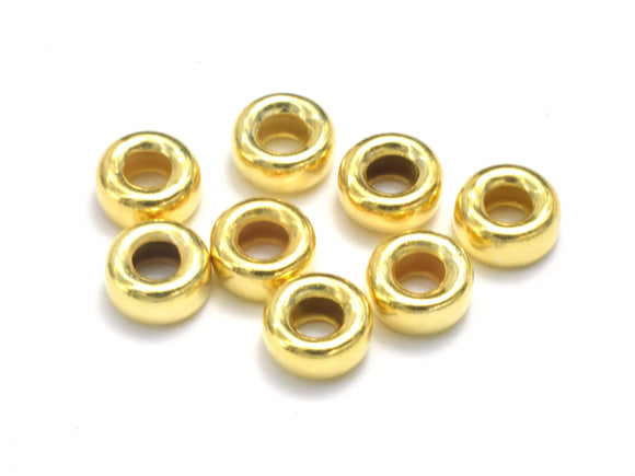 15pcs 24K Gold Vermeil Beads, 4.5mm Rondelle Spacer, 925 Sterling Silver Beads-BeadBasic