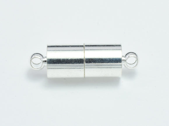 10pcs 6x19mm Magnetic Cylinder Clasp-Silver, Plated Brass-BeadBasic