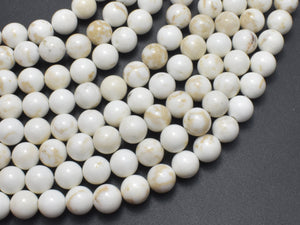 White Howlite, Round, 8mm, 15.5 Inch-BeadBasic