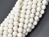 White Lava Beads, 8mm Round Beads, 14.5 Inch-BeadBasic
