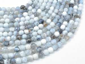 Dragon Vein Agate Beads, Gray & White, 6mm Faceted Round Beads-BeadBasic