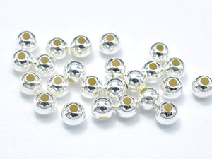 30pcs 925 Sterling Silver Beads, 3mm Round Beads-BeadBasic