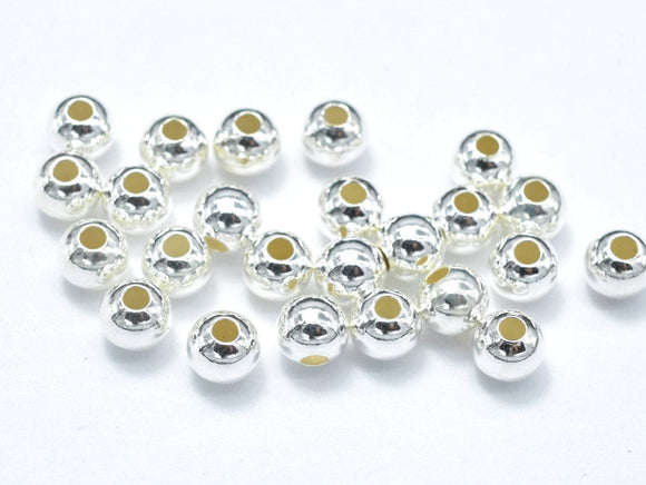 30pcs 925 Sterling Silver Beads, 3mm Round Beads-BeadBasic