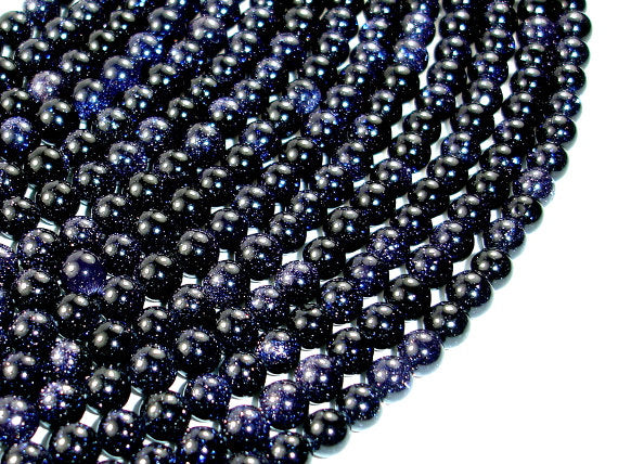 Blue Goldstone Beads, 5.8mm Round Beads-BeadBasic
