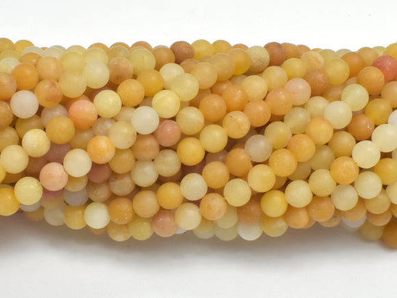 Matte Yellow Jade Beads, 4mm (4.8mm), Round Beads-BeadBasic