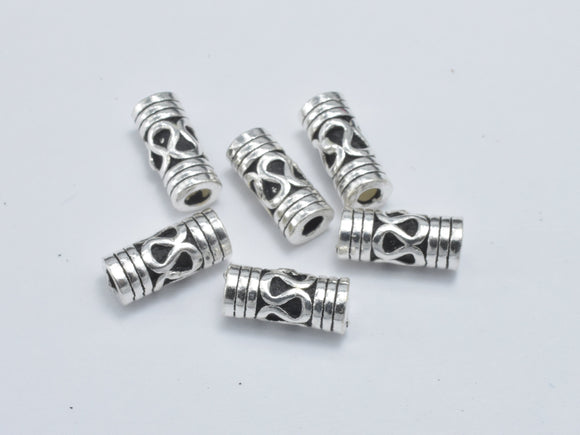 4pcs 925 Sterling Silver Beads-Antique Silver, 3.5x8.5mm Tube Beads-BeadBasic