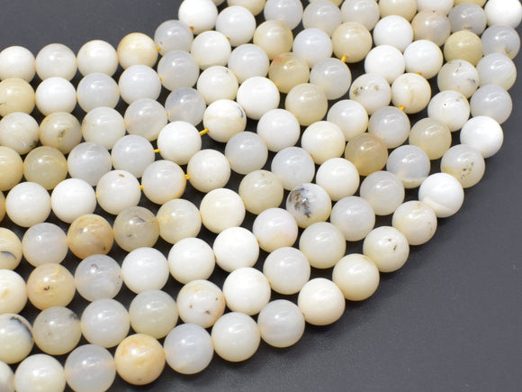 White Opal, 8mm (8.3mm) Round Beads-BeadBasic