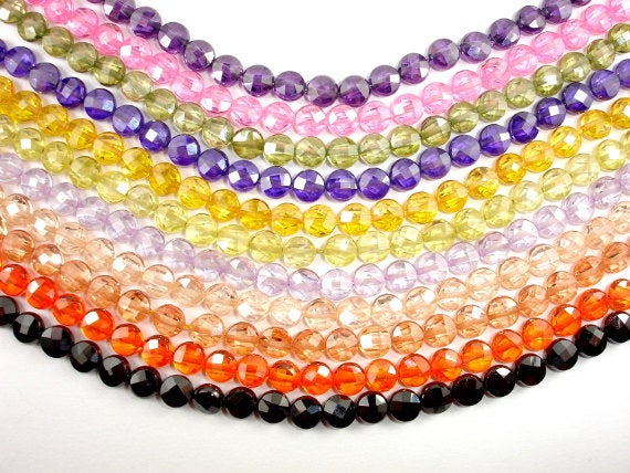 CZ bead, 6 mm Faceted Coin Beads-BeadBasic