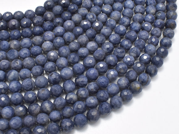 Blue Sapphire Beads, 5mm (5.3mm) Faceted Round, 18 Inch-BeadBasic
