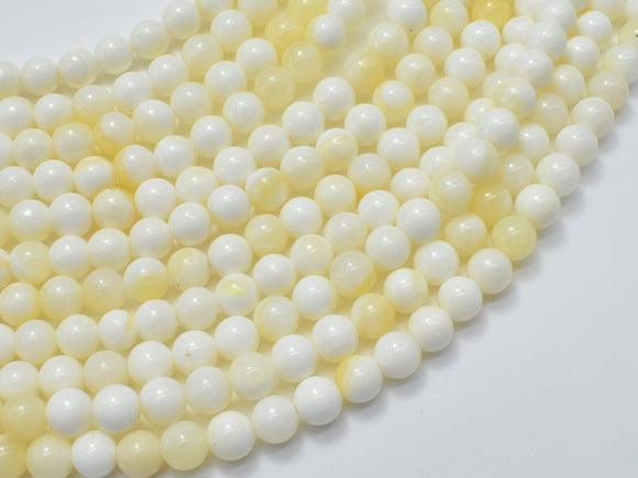 Mother of Pearl Beads, MOP, Creamy White, 6mm Round-BeadBasic