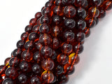 Amber Resin-Red, 8mm Round Beads, 33 Inch, Approx 108 beads-BeadBasic