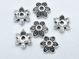 8pcs 925 Sterling Silver Bead Caps-Antique Silver-BeadBasic