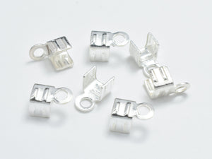 10pcs 925 Sterling Silver Cord Ends, Fold Over Cord Ends, 6x4mm, Inner 2.8mm-BeadBasic
