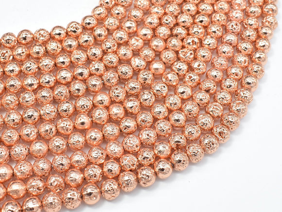 Lava-Copper Plated, 6mm (6.7mm) Round Beads-BeadBasic