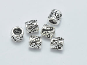 4pcs 925 Sterling Silver Beads-Antique Silver, 5x5mm Tube Beads-BeadBasic