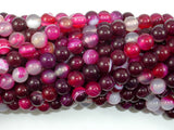 Banded Agate Beads, Fuchsia Agate, 6mm(6.3mm) Round-BeadBasic
