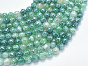 Mystic Coated Banded Agate-Green, 8mm Faceted Round-BeadBasic