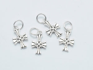 2pcs 925 Sterling Silver Charm-Antique Silver, Cross Charms-BeadBasic