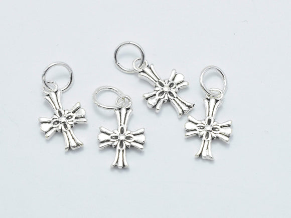 2pcs 925 Sterling Silver Charm-Antique Silver, Cross Charms-BeadBasic