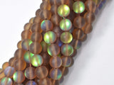 Matte Mystic Aura Quartz-Smoky Brown, 8mm (8.5mm) Round-BeadBasic