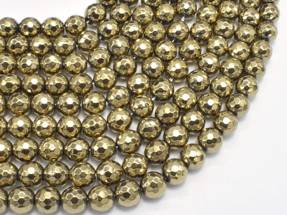Hematite-Light Gold, Pyrite Color, 8mm Faceted Round-BeadBasic