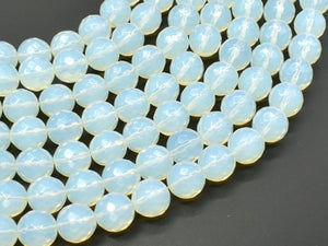 White Opalite Beads, 12mm Faceted Round Beads-BeadBasic