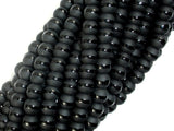 Matte Black Onyx Beads, 6mm Round Beads-with polished line-BeadBasic