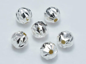 6pcs 6mm 925 Sterling Silver Beads, 6mm Faceted Round Beads-BeadBasic