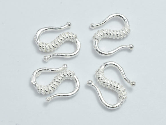 4pcs 925 Sterling Silver S Hook Clasps, S Hook Clasps Connector, 12x8mm-BeadBasic