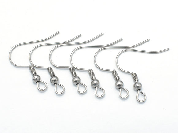 Stainless Steel Earring Hooks, 19mm, 25 pairs-BeadBasic