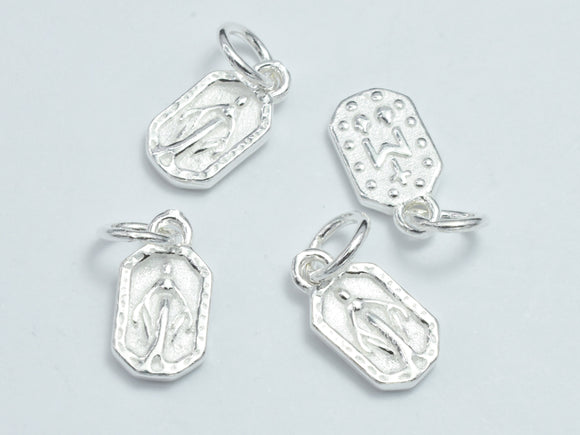 2pcs 925 Sterling Silver Charms, Mother Mary Charm, 9.5x6.4mm-BeadBasic