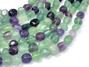 Fluorite Beads, Approx 8x10mm Nugget Beads, 15.5 Inch-BeadBasic