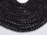 Black Tourmaline Beads, 8mm (8.4mm) Faceted Round-BeadBasic