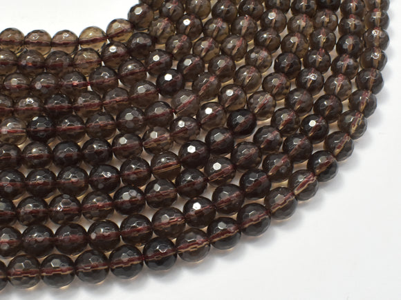 Smoky Quartz Beads, 6 mm Faceted Round Beads-BeadBasic