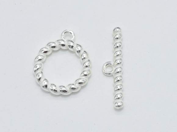 1set 925 Sterling Silver Toggle Clasps, Loop 13.5mm, Bar 20mm-BeadBasic