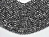 Black Rutilated Quartz Beads, 4x5.5mm Faceted rondelle-BeadBasic