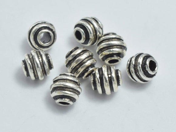 8pcs 925 Sterling Silver Beads-Antique Silver, 3.8mm Round Bead-BeadBasic
