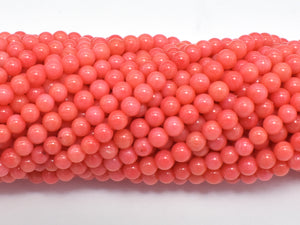 Salmon Pink Coral Beads, Angel Skin Coral, Round, 4mm-BeadBasic